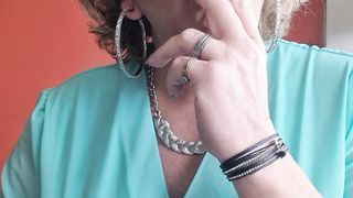 Smoking in my green sundress