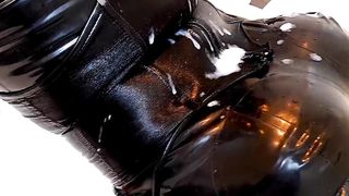Black Rubberdoll Culo and Manstick Have Fun Splatter Jizm over Herself (Brief)