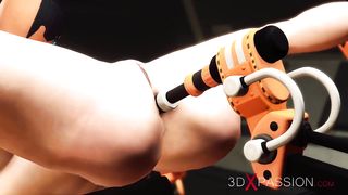 Cyber Pound Machine in Act! Jaw-Dropping Tranny Plays With Supah Huge-Titted Woman