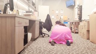 Humungous butt sissy chub Wiggles Backside in pinkish sundress at work