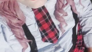 Sissy juvia jolie wears a fantastic student Garment and plays around with her beefstick