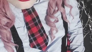 Sissy juvia jolie wears a fantastic student Garment and plays around with her beefstick