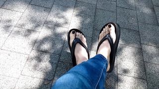 crossdresser with handsome soles went for a walk in the park