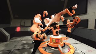 Cyber plow machine in act! Mind-Blowing ladyboy plays with supah big-chested dame