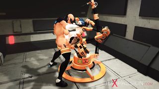 Cyber plow machine in act! Mind-Blowing ladyboy plays with supah big-chested dame