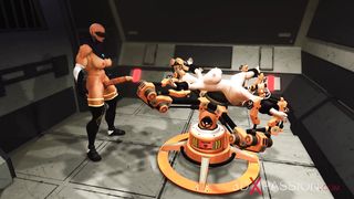 Sumptuous enormous bosoms young lady in handcuffs gets ravaged rock hard by cyber dickgirl in the jail