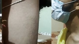 Fabulous t-model spunk in saree jerking while fellatio