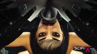Warm hermaphroditism intercourse android with many tits plays with a young crazy sweetie in the sci-fi lab