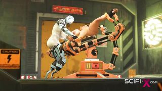 A super-fucking-hot young kinky beauty in handcuffs gets drilled rock-hard by hookup robot dickgirl