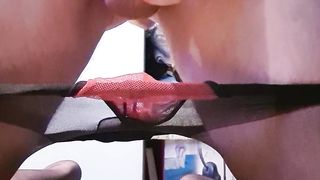 Numerous ejaculation no palm spunk nylon tear up