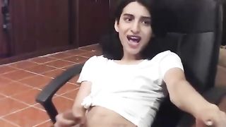 Sexy Petite Tranny Jerks Off