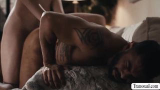 Gigantic stud touches the gams of his transgender princess daughter-in-law.After that,he faceholes her transgirl fuck-stick and lets her condom-free his bootie so rock hard.