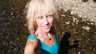 Glorious t-doll swimming in mountain sea and soddening teal summer sundress ...