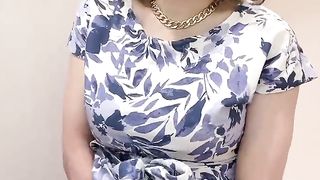 Matured cross dresser dressed in a platinum-blonde periwig and fapped in a rest bedroom