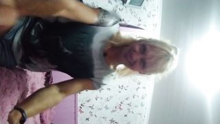 Alexa Cosmic trans doll dinking around on the couch in motel bedroom being in exiting mood and looking forth to a red-hot night...