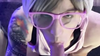 Sissy Kara Enjoys Throating Wood and Gulping Spunk