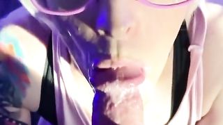 Sissy Kara Enjoys Throating Wood and Gulping Spunk