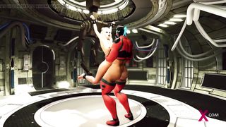 Just Don't Stop! Supah Cyber Futa Tranny Plays with a Stunning Handcuffed Platinum-Blonde