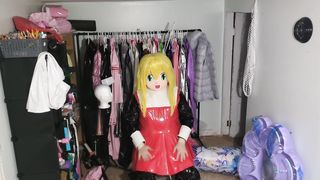 vinyl Costume Play Kigurumi Breathplay in homemade spandex hood Long Version