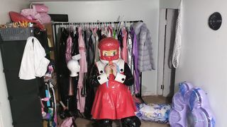 vinyl Costume Play Kigurumi Breathplay in homemade spandex hood Long Version