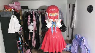 vinyl Costume Play Kigurumi Breathplay in homemade spandex hood Long Version