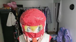vinyl Costume Play Kigurumi Breathplay in homemade spandex hood Long Version