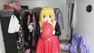 vinyl Costume Play Kigurumi Breathplay in homemade spandex hood Long Version