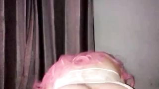 Bitch leaned over using a faux-cock deep in her sissy fuck-hole