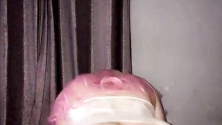 Bitch leaned over using a faux-cock deep in her sissy fuck-hole