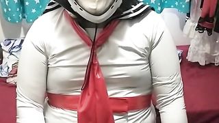 vinyl Sissy College doll does breathplay spandex mask gasmask eva helmet