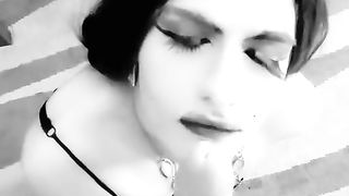 Arab Sissy Crossdresser takes facial cumshot from deep throat