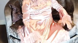 Supah wonderful crossdresser in super-fucking-hot rosy shining sundress