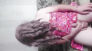 SNAKE CROSSDRESSER TUGGING ULTRA-CUTE MANHOOD IN FRONT OF THE CAMERA AS HOMEMADE PRETTY FEMBOY AND INEXPERIENCED MODEL SISSY MTF