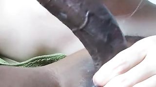 Femboy Crossdresser takes 8 inch BIG BLACK COCK in the mouth P2