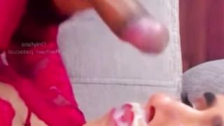 She-Creature self facial cumshot with a plenty of of pearly jism!