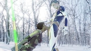 Ideal Snowy Oral Job FOr Huge Cocked Futa