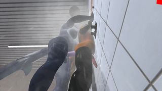 Warmth anthro Futa wooly dragon lovemaking with unshaved fox Orgy standing under the bathroom