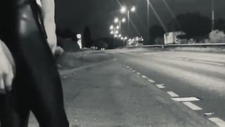 Sissy Ash-Blonde Jizz Shot on road