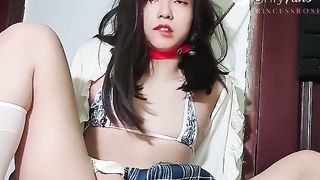 Chinese Sissy College Girl sub fellate in virginity