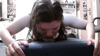 Teaching my hatch with my first-ever fake penis