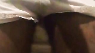 Transgender under mini-skirt dressing and noisy milking climax