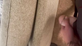 SPUNKING ON THE FLOOR BEHIND THE SOFA WHILE MY GIRLFRIEND IS RESTING - TUGGING OFF - JISM SHOT - (FTM)