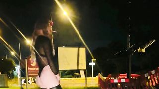 Towheaded Sissy fapping close to the road