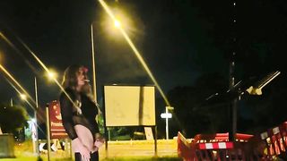 Towheaded Sissy fapping close to the road