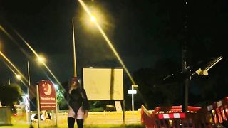 Towheaded Sissy fapping close to the road