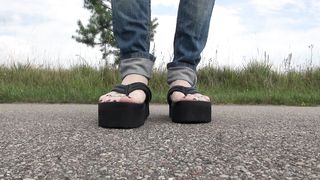 crossdresser with luxurious soles showcasing man sausage