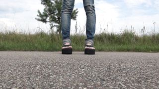 crossdresser with luxurious soles showcasing man sausage