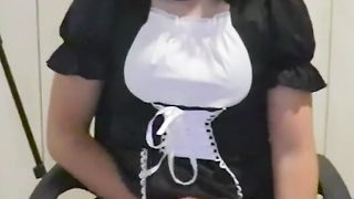 Trans Maid Milks for the Camera