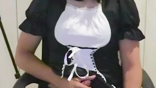 Trans Maid Milks for the Camera