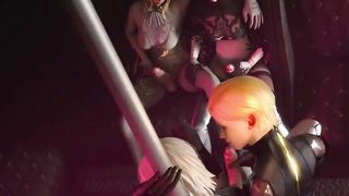 futa automata fuckfest gang-bang they all fap looking at each other gang-fuck